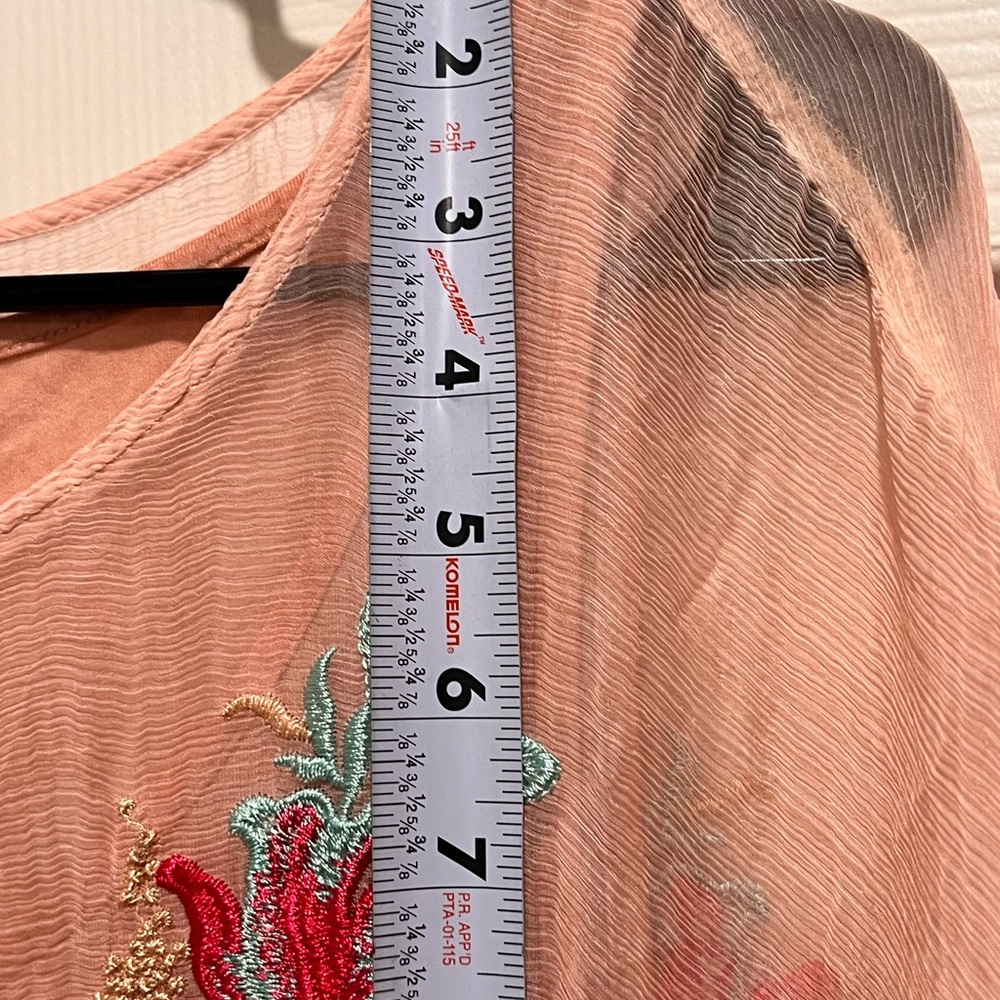 Soft Surroundings Coral Floral Embroidered Blouse Large BNWT - Picture 7 of 7